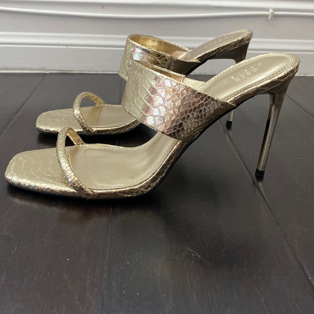 Golden high heeled sandals
